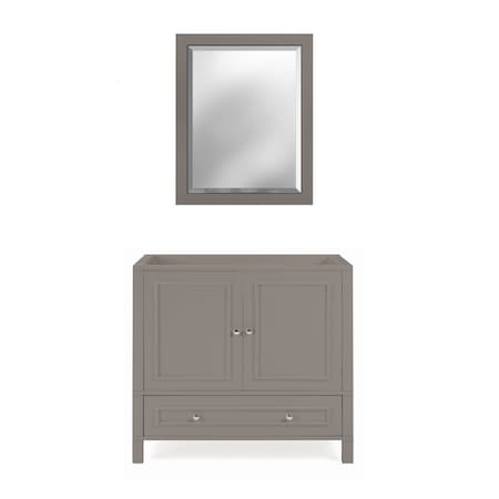 Alaterre Furniture Williamsburg 2pc Wooden Bathroom Vanity Set - 36-in. L Vanity, 30-in. L Rectangular Mirror, Gray AVAN360040B